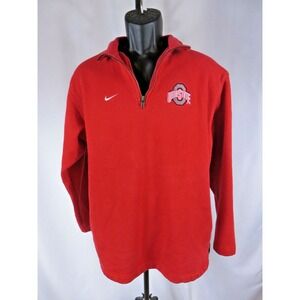 Mens Nike Team Ohio State Buckeyes 1/4 Zip Pullover Heavy Cotton Warmup Jacket M